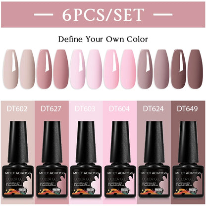 6Pcs/Set Gel Nail Polish for Nails Nude Brown Semi Permanent Nail Supplies