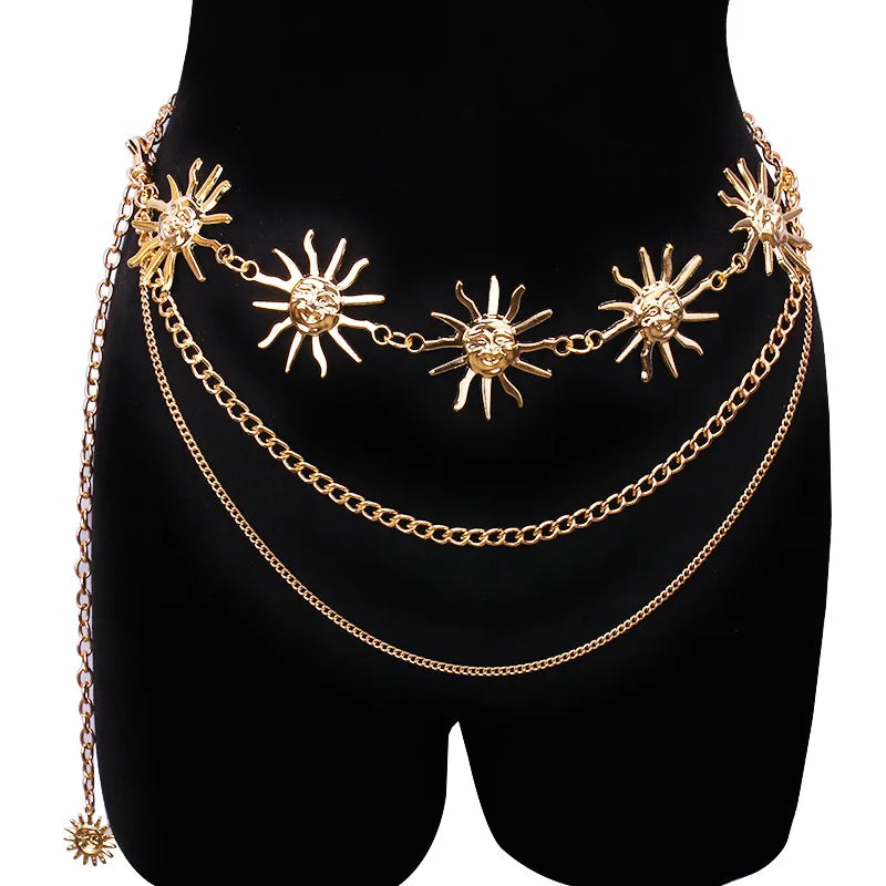 Moon Sun Waist Chain Metal Waist Belts for Women