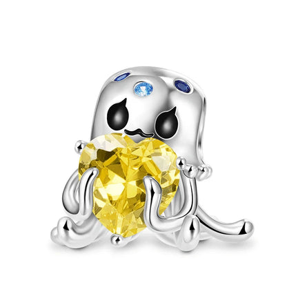 Blue Marine Organism Series Charm  Jewelry Fit Original 925 Sterling Silver