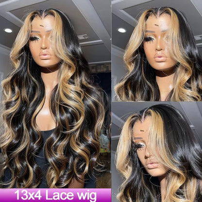 SAONA - Body Wave Wig Human Ombre Blonde Highlight Brazilian Hair