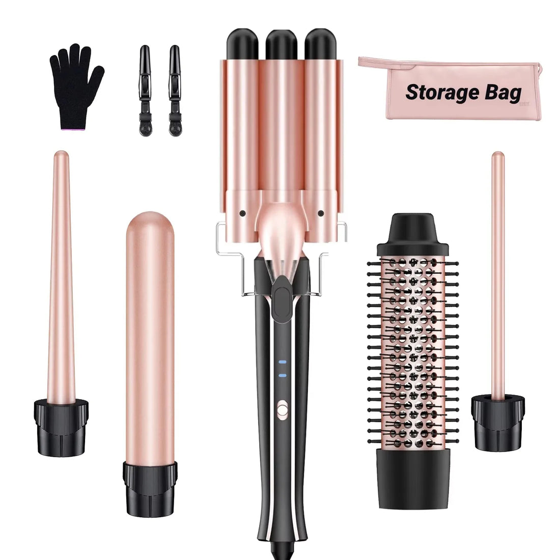 5 in 1 Hair Curlers Set with Curling Brush for Hairstyle