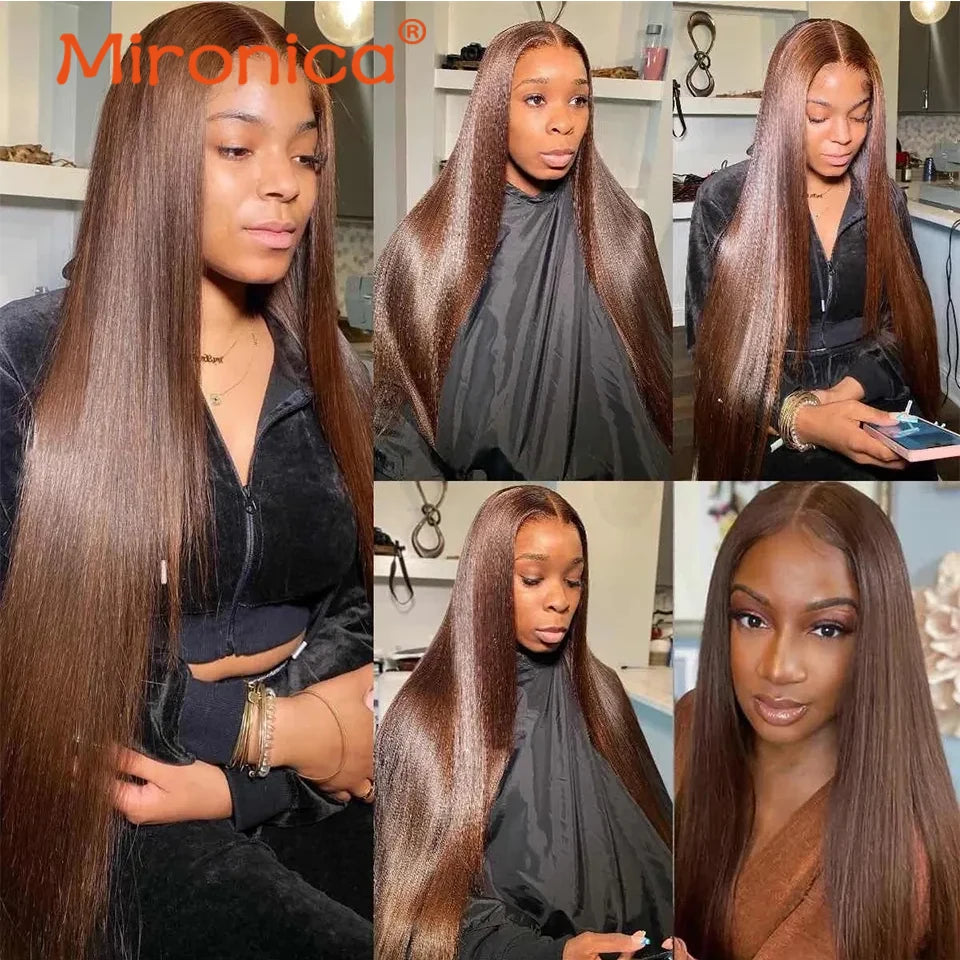 Straight Chocolate Brown Human Hair Bundles Deal - Human Hair Extensions
