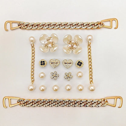 Floral Pearl Shoe Charms for Crocs / Shoes Decorations Set / Women Elegant Accessories