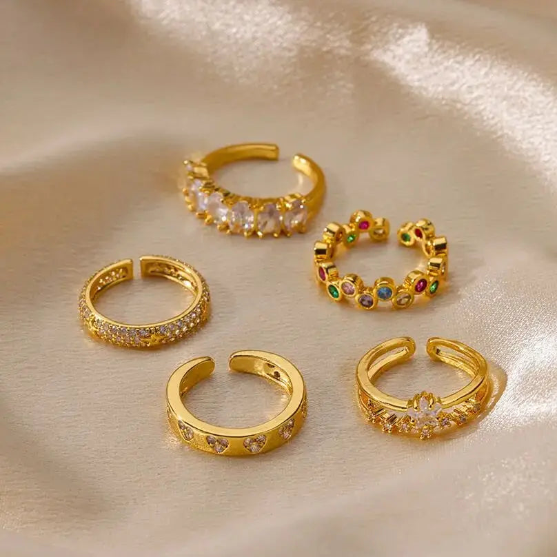 Rings For Women Stainless Steel Gold Aesthetic Jewlery