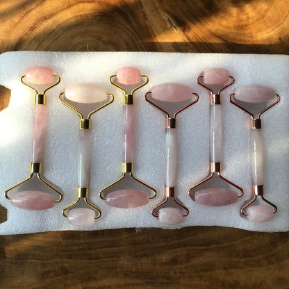 Roller Massage Spa Pink Face Natural Stone Tool Facial Lift Up