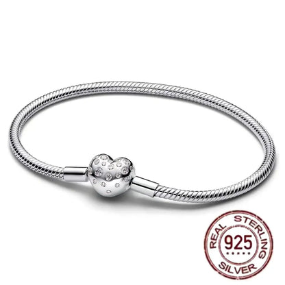 925 fine heart-shaped snake bone bracelet for women