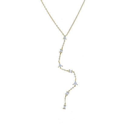 925 Sterling Silver Rose Gold Sexy Long Y Necklace for Women