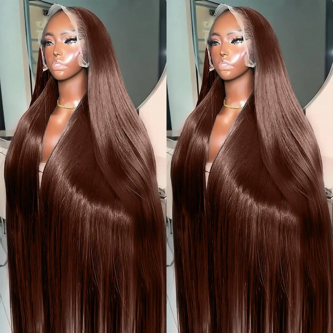 Chocolate Lace Front Human Hair Indian Straight Human Hair