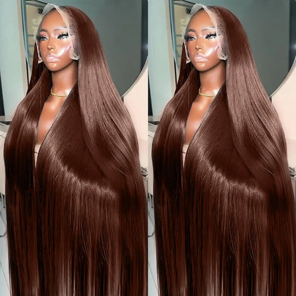 Chocolate Lace Front Human Hair Indian Straight Human Hair