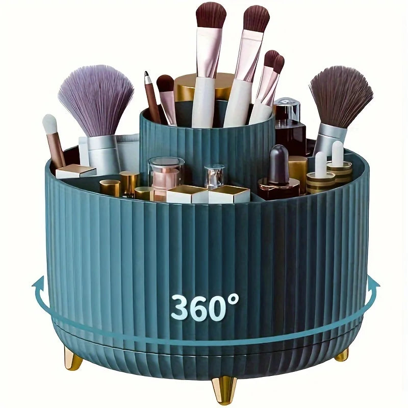 Cosmetic Storage Box with 5 Compartments - 360-Degree Rotating