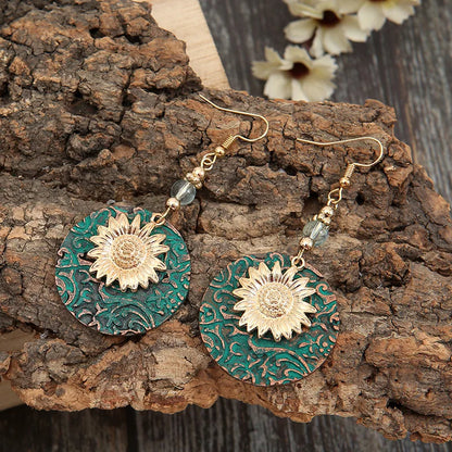 Vintage Boho Sunflower Earrings Drop