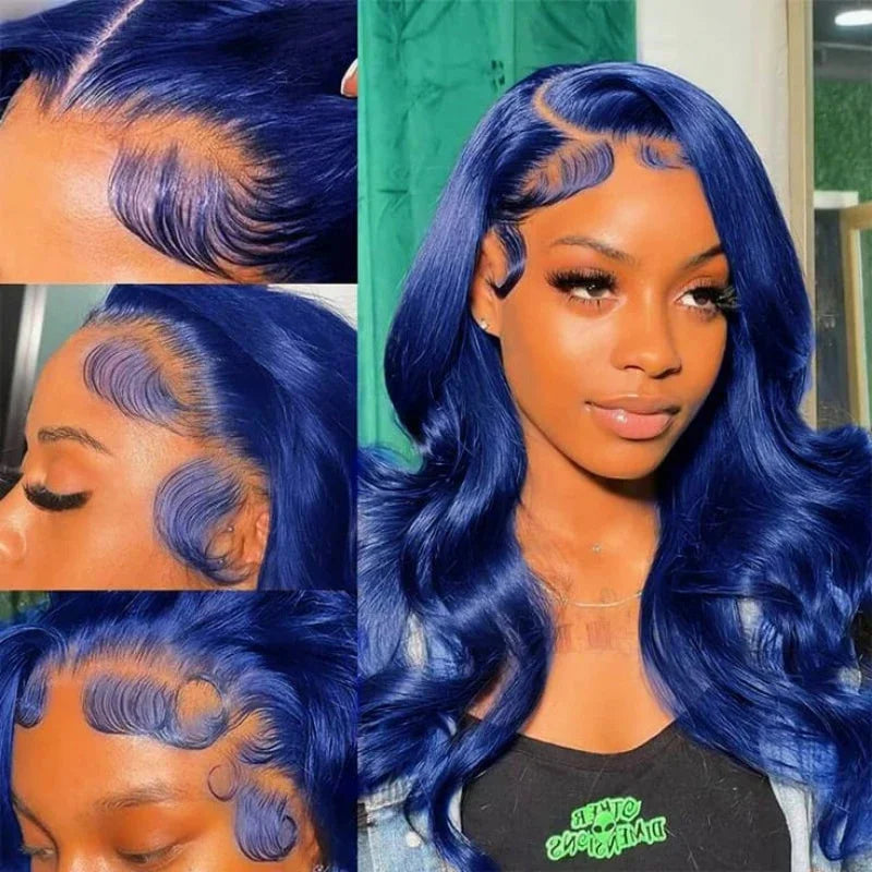 Dark Blue HD Lace Front 100% Human Hair Wigs