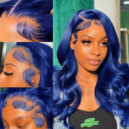 Dark Blue HD Lace Front 100% Human Hair Wigs