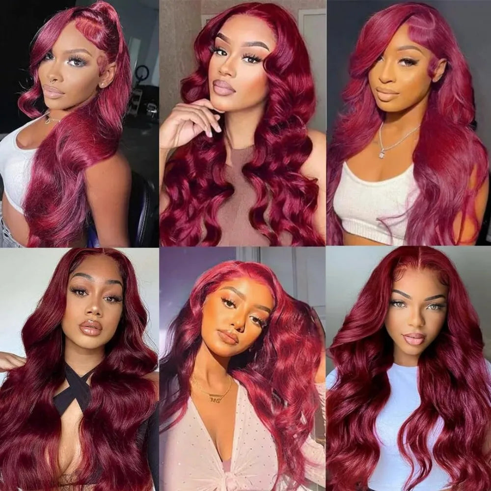 Rose - Burgundy Lace Frontal Wig Body Wave HD Transparent Lace