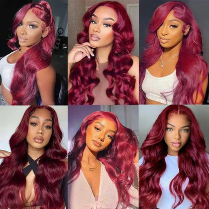 Rose - Burgundy Lace Frontal Wig Body Wave HD Transparent Lace