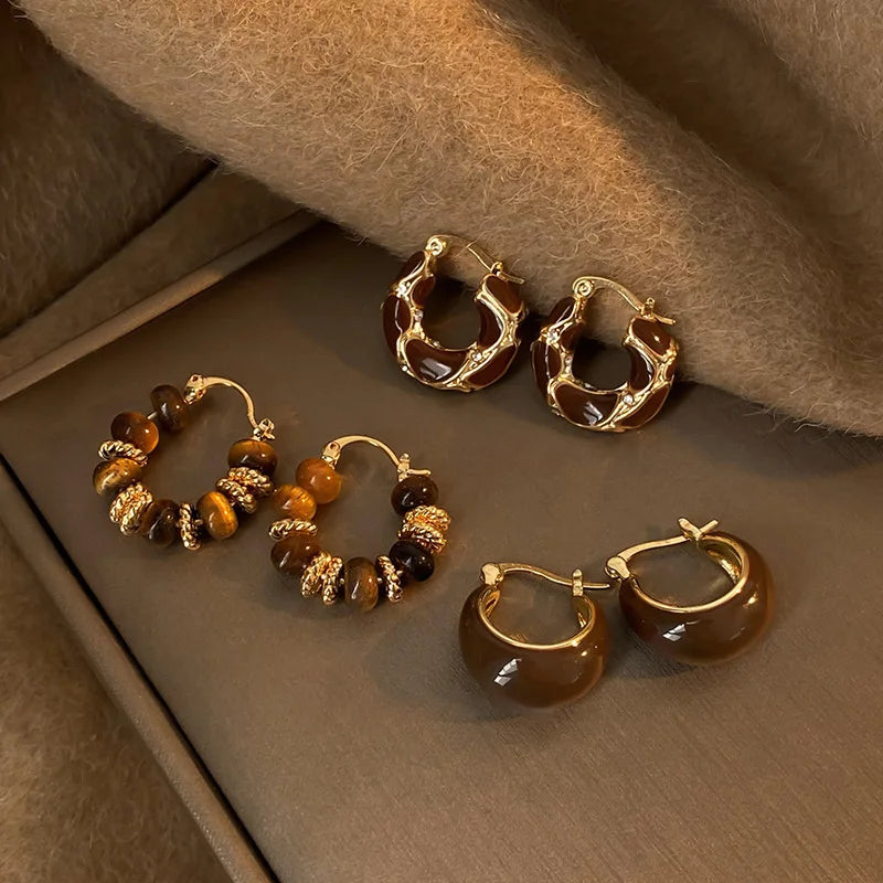 Vintage Dripping U-shaped Earring for Women Simple Hoop