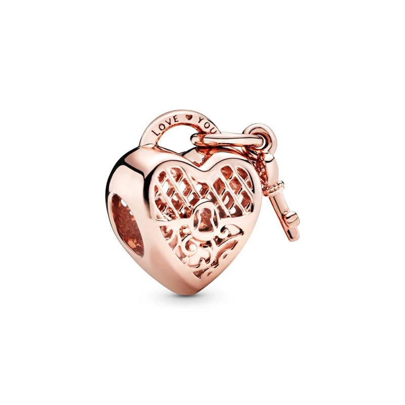 Hot Sale Rose Gold Charm Beads Fit Original 925 Silver Bracelet Women Jewelry