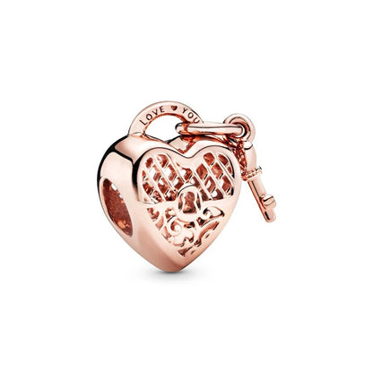 Hot Sale Rose Gold Charm Beads Fit Original 925 Silver Bracelet Women Jewelry