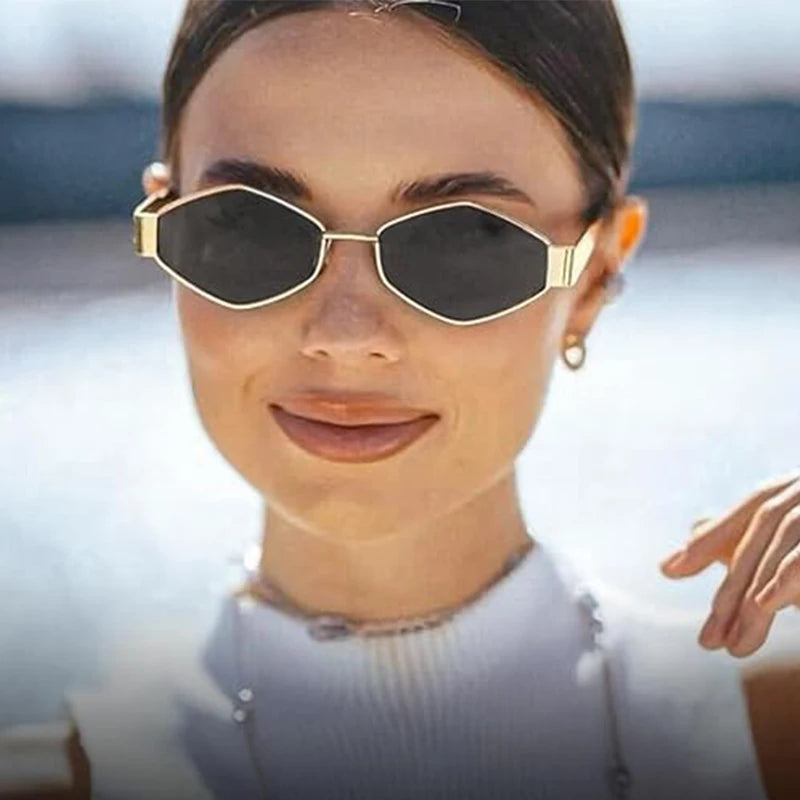 Polygonal Sunglasses for Women Small Frame
