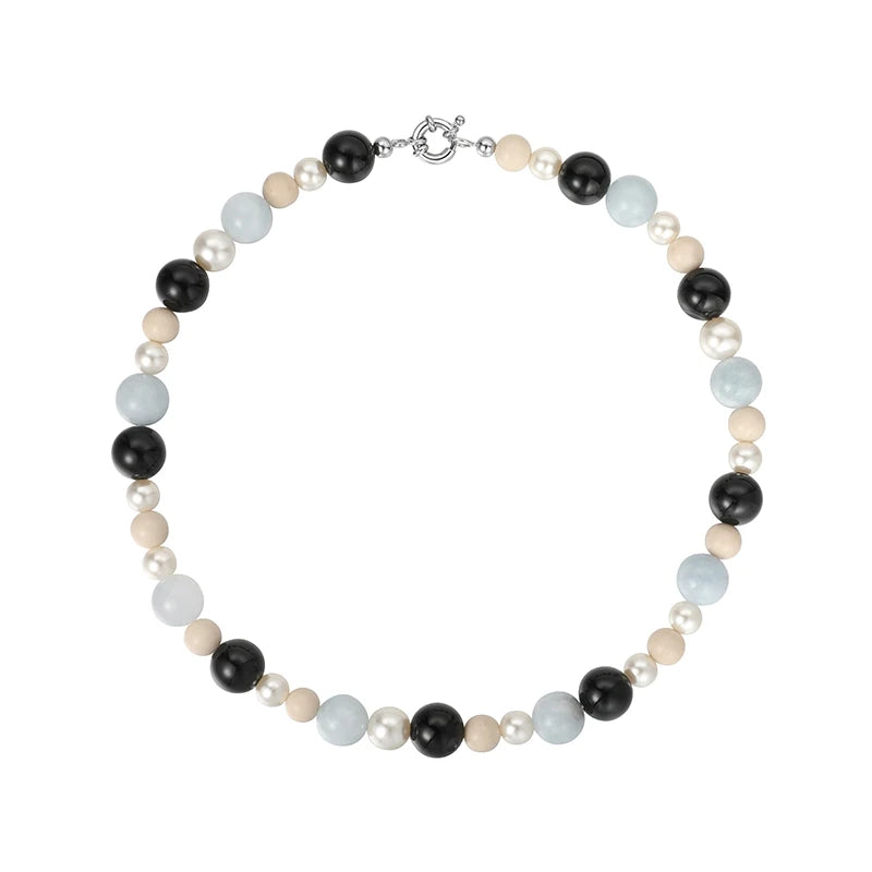 Retro Natural Stone Necklace Womens