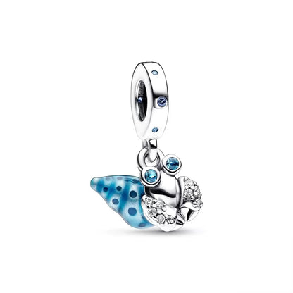 Blue Marine Organism Series Charm  Jewelry Fit Original 925 Sterling Silver