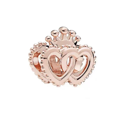 Hot Sale Rose Gold Charm Beads Fit Original 925 Silver Bracelet Women Jewelry