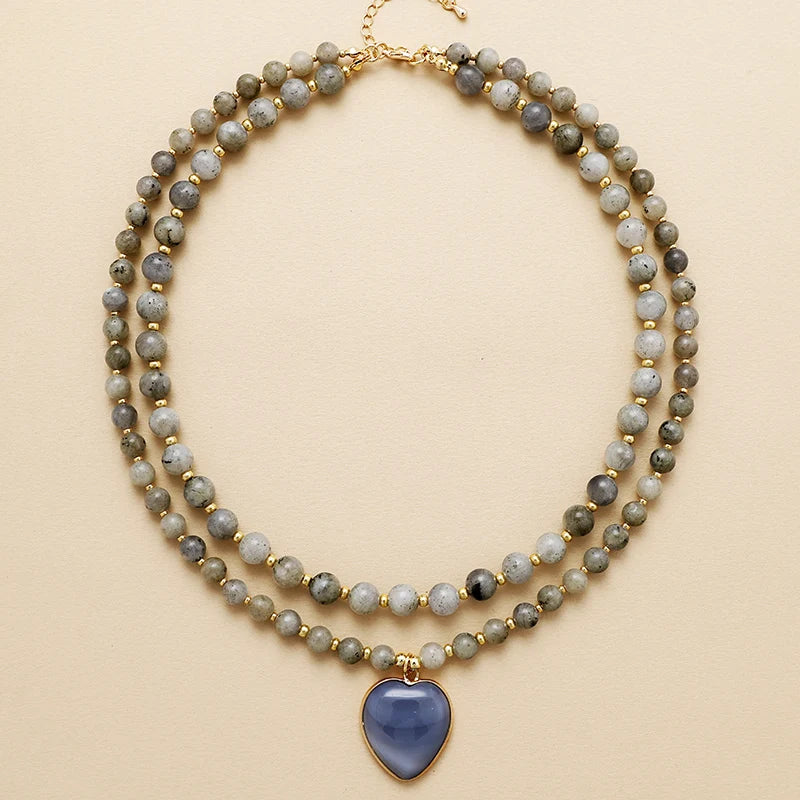 Natural Stones Crystal Heart Teardrop Pendant Necklaces - Bohemia Gemstones