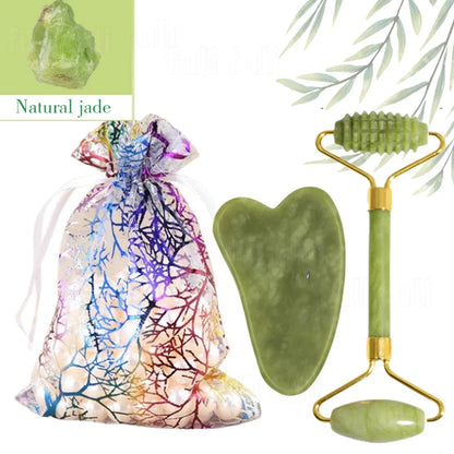 Roller Massage Spa Pink Face Natural Stone Tool Facial Lift Up