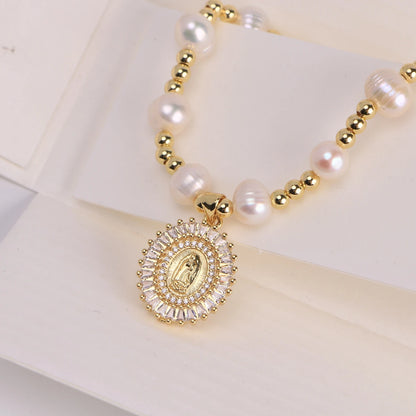 Virgin Mary Bracelets for Women Freshwater Pearl Bracelet