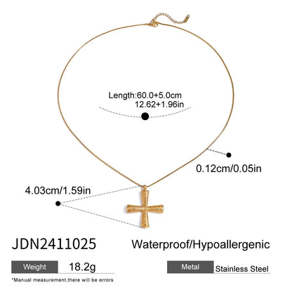 Zirconia Cross Pendant Stainless Steel Luxury Necklace