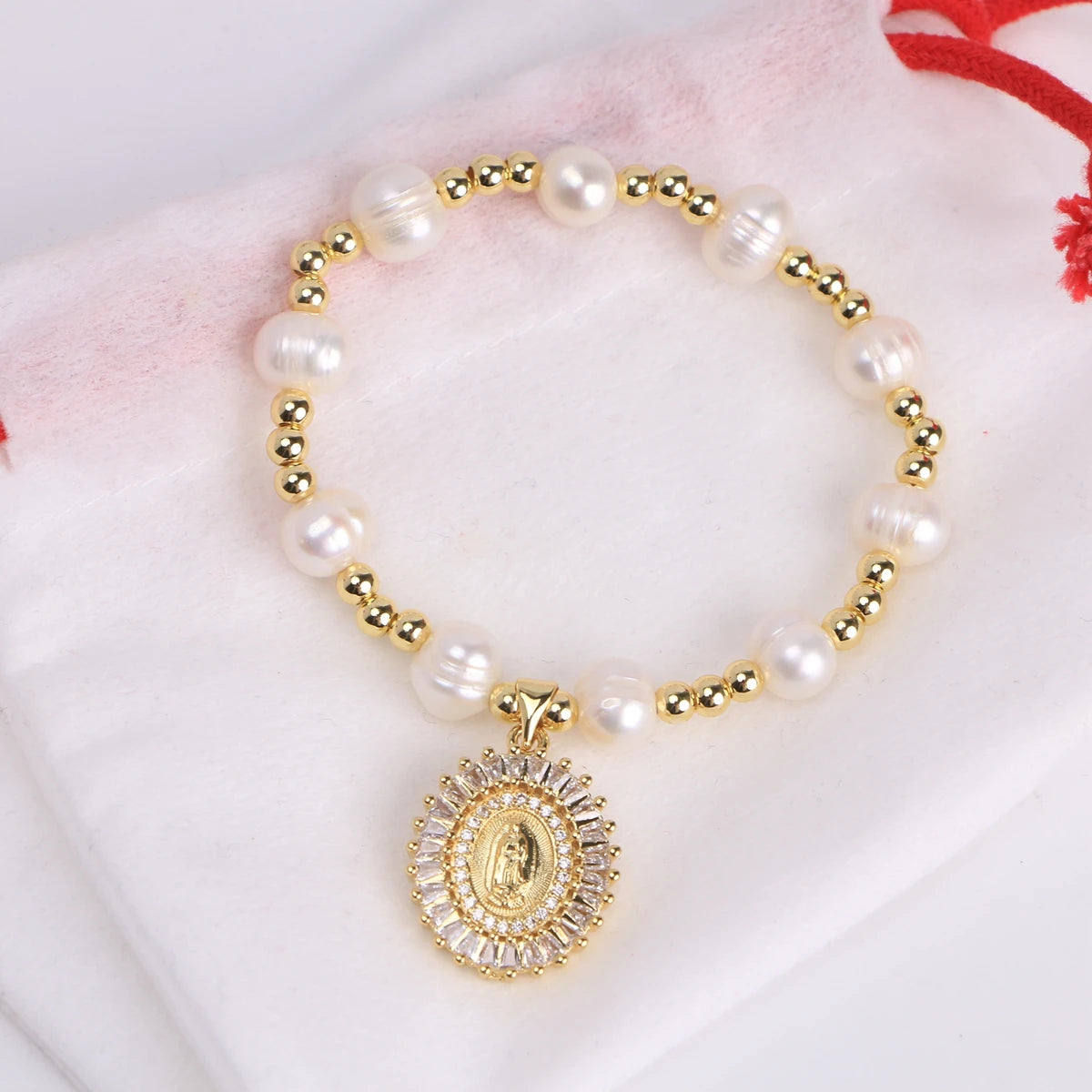 Virgin Mary Bracelets for Women Freshwater Pearl Bracelet