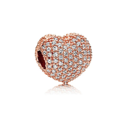 Hot Sale Rose Gold Charm Beads Fit Original 925 Silver Bracelet Women Jewelry