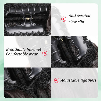 Ponytail Extension Synthetic Claw Clip in Hairpiece Curly Wavy.