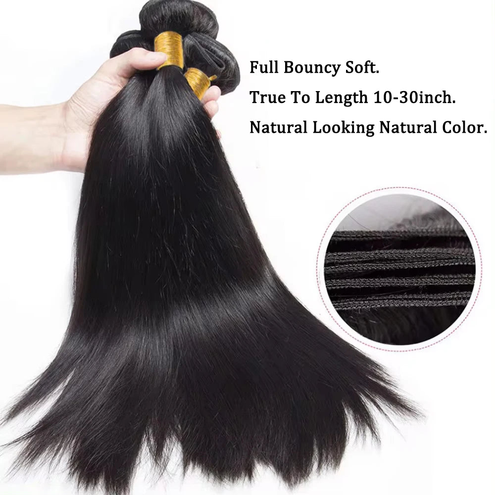 Straight Human Hair Bundles 100% Human Hair Extensions