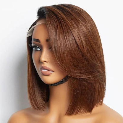 Brown Bob Human Hair Wigs Lace Front Wig Human Hair