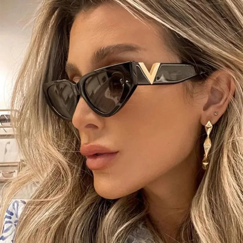 Glamour Women Brand Sunglasses Fashion V Designer Glasses Cat Eye Stylish