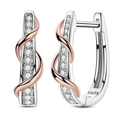 925 Silver Jewelry Rose Gold Double Color Zircon