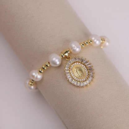 Virgin Mary Bracelets for Women Freshwater Pearl Bracelet