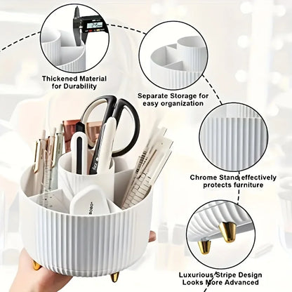 Cosmetic Storage Box with 5 Compartments - 360-Degree Rotating