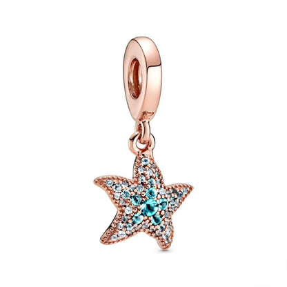 Blue Marine Organism Series Charm  Jewelry Fit Original 925 Sterling Silver