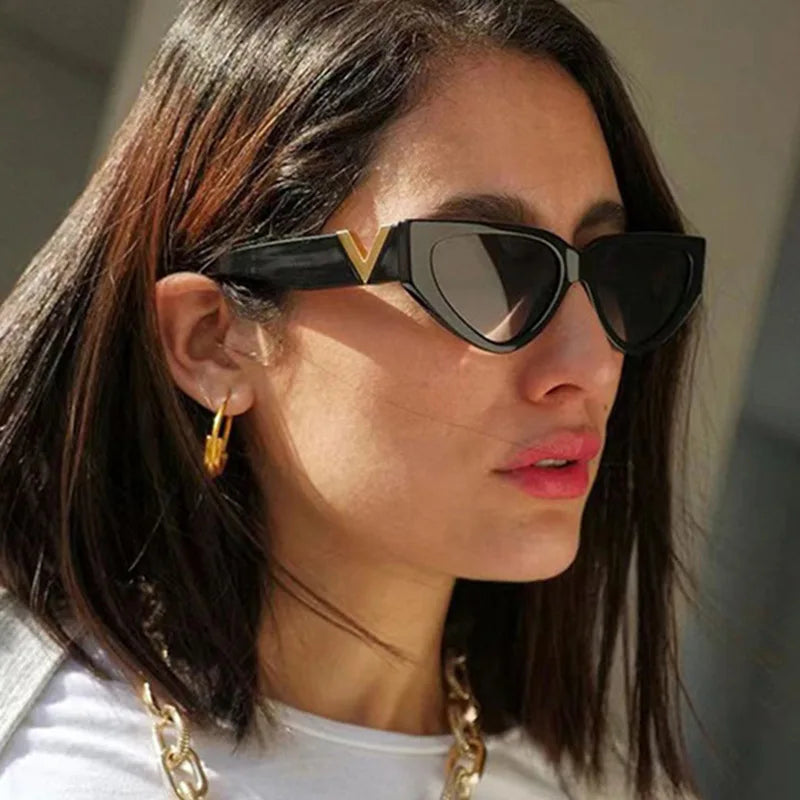 Glamour Women Brand Sunglasses Fashion V Designer Glasses Cat Eye Stylish