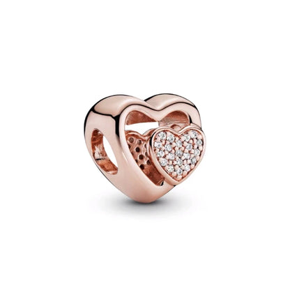 Hot Sale Rose Gold Charm Beads Fit Original 925 Silver Bracelet Women Jewelry