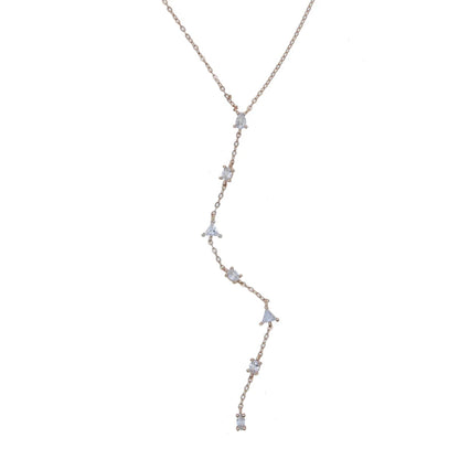 925 Sterling Silver Rose Gold Sexy Long Y Necklace for Women