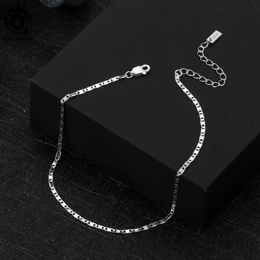 Sparkle Mirror Chain Anklets for Women 925 sterling steel