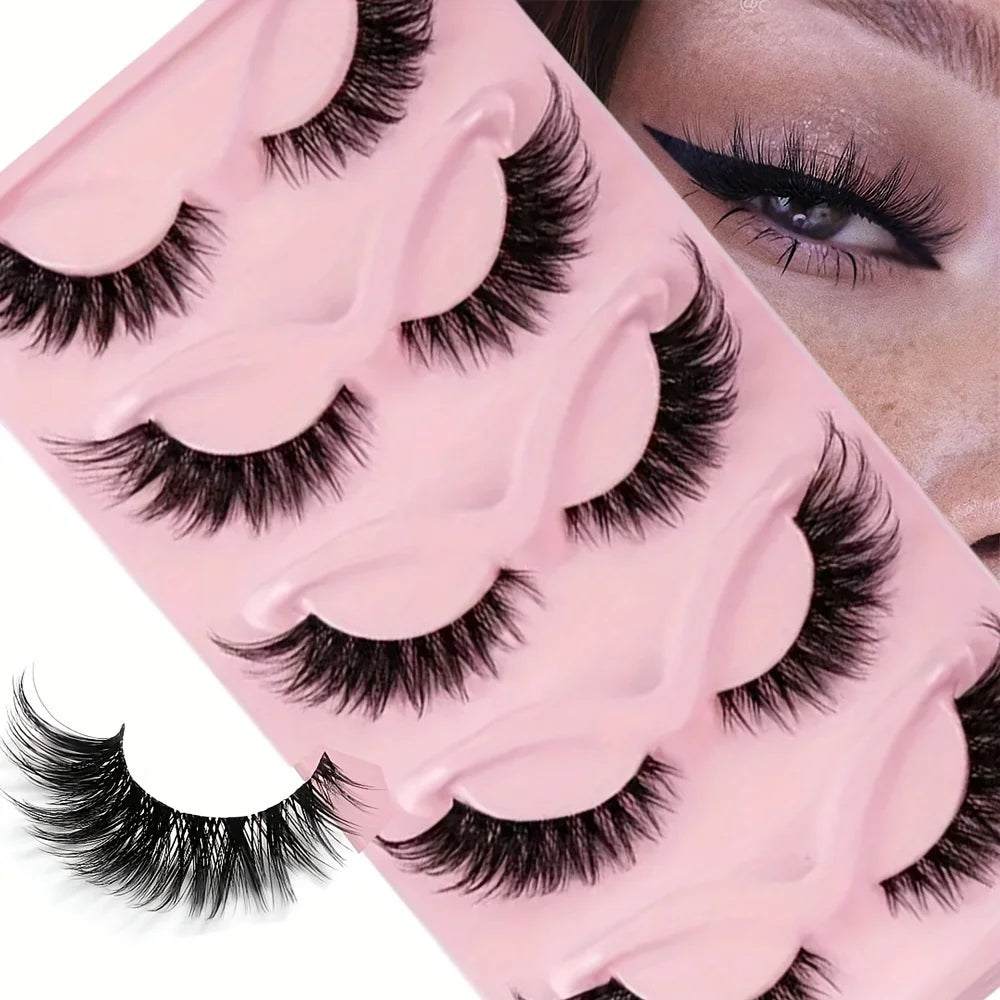 5 Pairs Eyelashes - Natural Long, Cat Eye Style