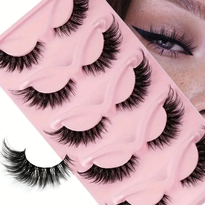5 Pairs Eyelashes - Natural Long, Cat Eye Style