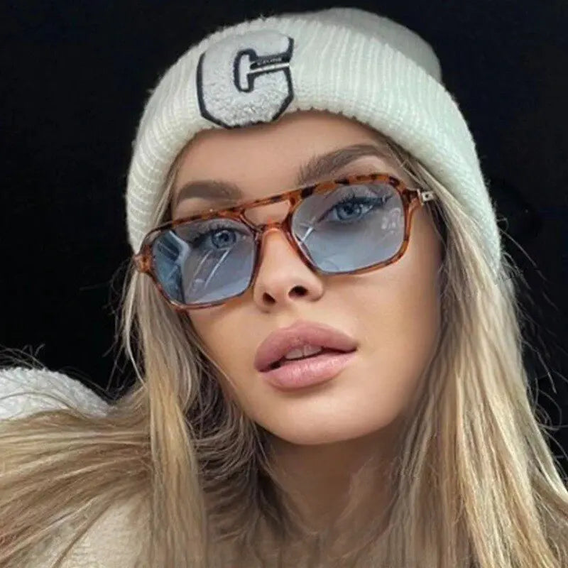 Square Vintage Sunglasses Women Brand Designer