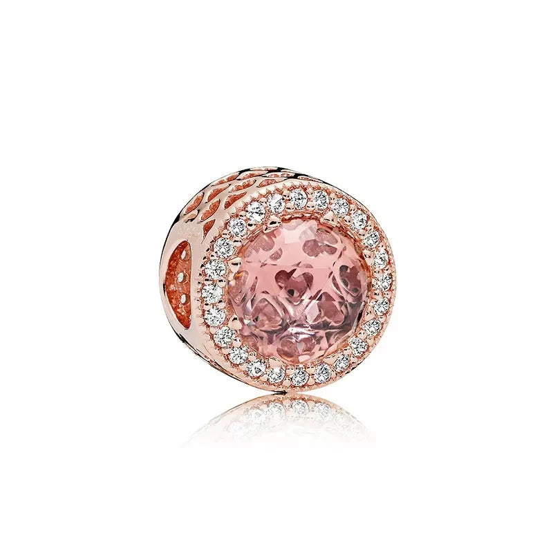 Hot Sale Rose Gold Charm Beads Fit Original 925 Silver Bracelet Women Jewelry