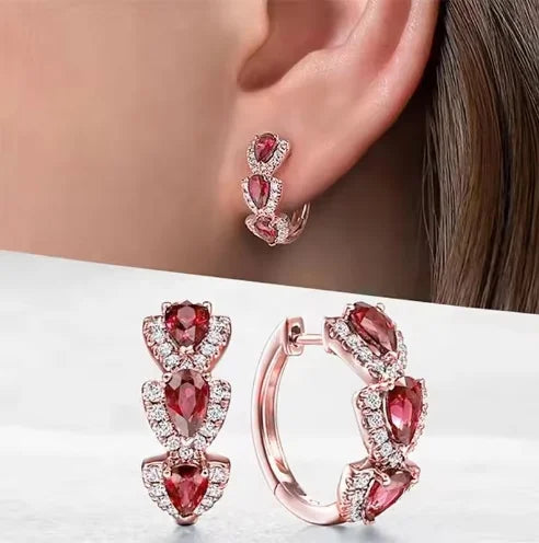 925 Sterling Silver  Trendy Blue Cubic Zirconia Hoop Earrings