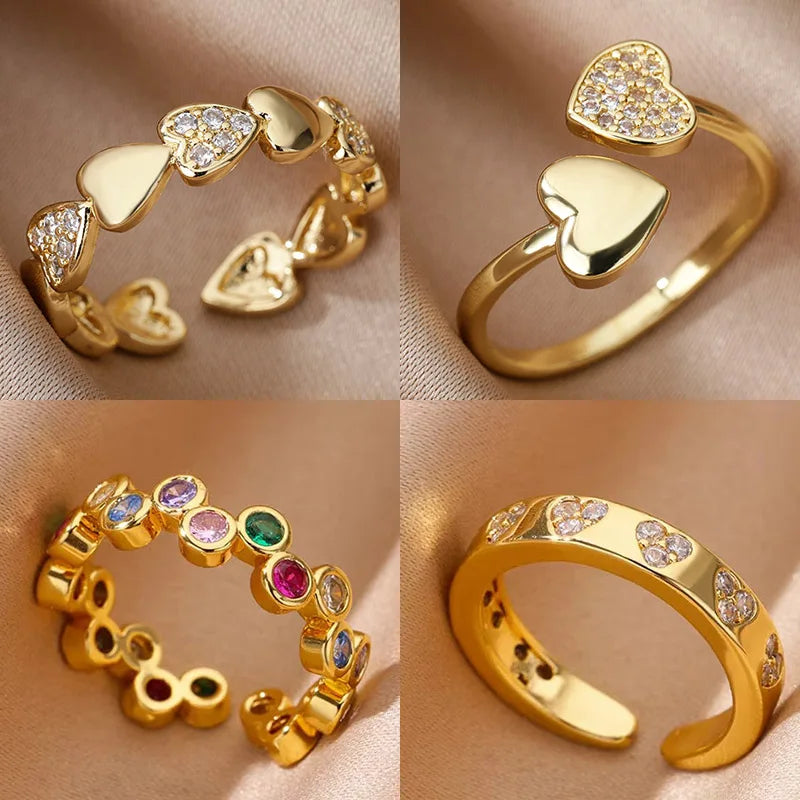 Rings For Women Stainless Steel Gold Aesthetic Jewlery